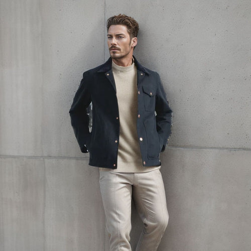 Herren trendige Jeansjacke R&B
