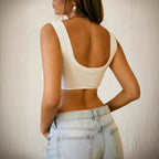 Damen Crop-Top mit dekorativem Knoten und strukturiertem Design R&B