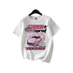 Damen T-Shirt mit kreativem Auto-Motiv und urbanem Schriftzug R&B