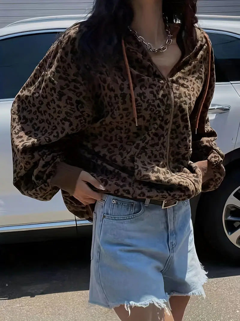 Damen Kapuzenpullover mit modischem Animal-Print R&B