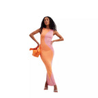 Damen figurbetontes Maxi-Kleid mit modischem Farbblockdesign R&B