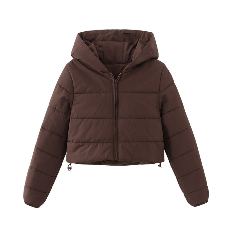 Damen gesteppte kurz geschnittene Jacke mit Kapuze R&B