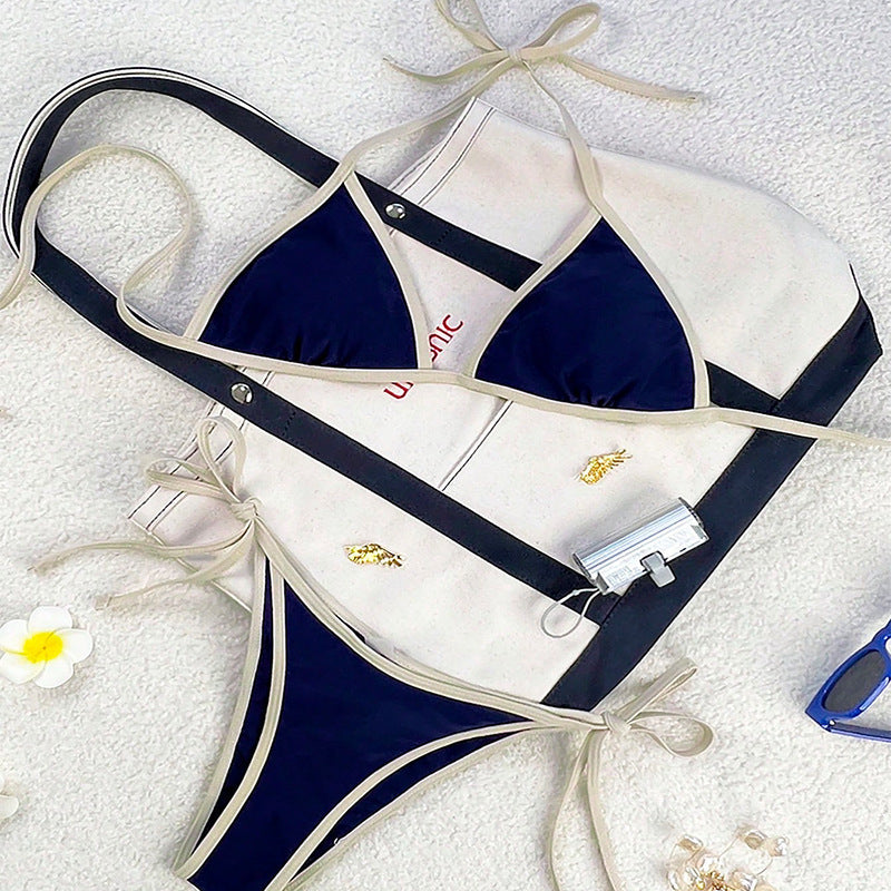 Damen Triangel-Bikini mit verspieltem Kordeldetail