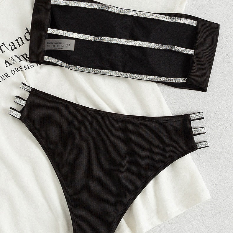 Damen Bikini mit verstellbaren Riemen und hochwertiger Textur R&B
