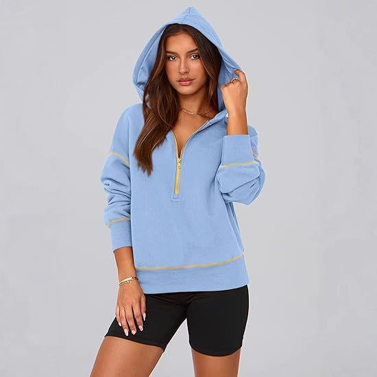 Damen Modischer Kapuzenpullover mit durchgehendem Reißverschluss R&B