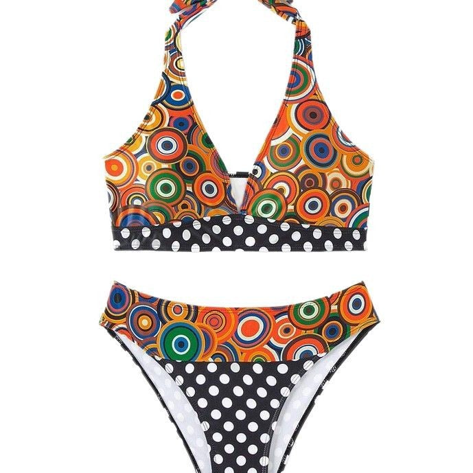 Damen Triangel-Bikini mit modischem grafischem Muster R&B