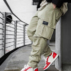 Herren Cargo-Hose mit multifunktionalen Taschen und verstellbarem Kordelzug R&B