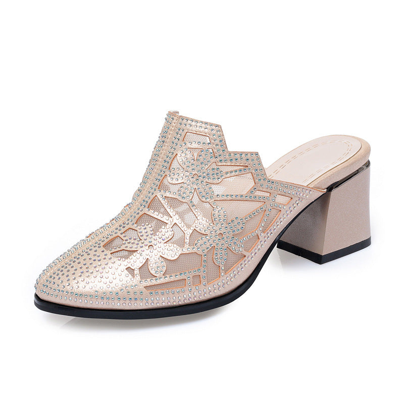 Damen Elegante und luftige Mules mit schimmerndem Strassdetail R&B