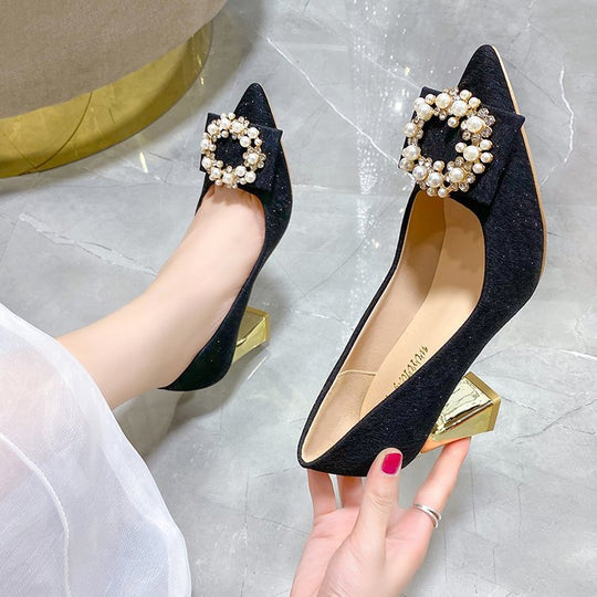 Damen elegante Pumps mit perlverzierten Akzenten R&B