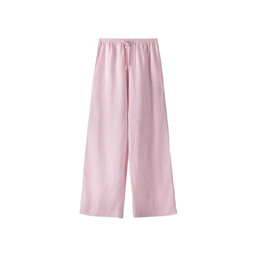 Damen Weite Sommerhose mit komfortablem Gummibund und Streifenmuster R&B