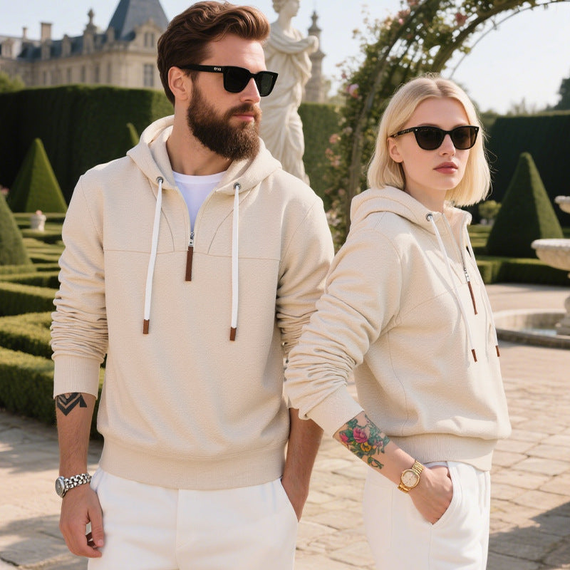 Herren modischer Kapuzenpullover mit strukturiertem GewR&Be und praktischen Reißverschlussdetails R&B