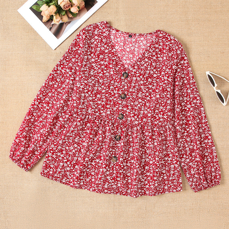 Damen Bluse mit floralem Design und Knopfdetails R&B