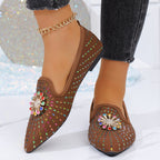Damen flache Ballerinas mit funkelnder Applikation und modischem Design R&B
