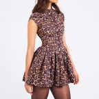 Damen verspieltes und figurbetontes Mini-Kleid mit Leopardenmuster R&B