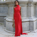 Damen Elegantes asymmetrisches Abendkleid mit schmalem Schnitt und raffinierten Details R&B
