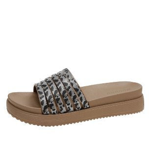 Damen Komfortable Flauscher Slides mit modischem Leoprint R&B