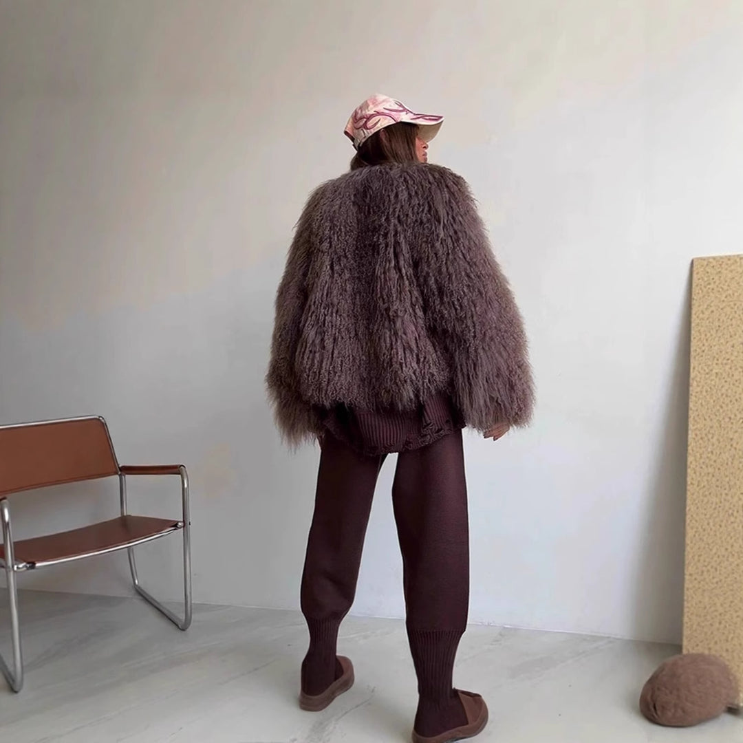 Damen Fleece-Überzieher im trendigen Bouclé-Stil R&B
