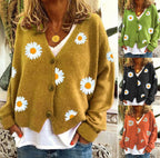 Damen Strickjacke mit floralem Motiv und klassischem Schnitt