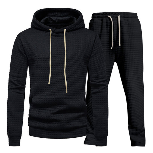 Herren Freizeit-Hoodie und Jogginghose-Set mit strukturiertem Design R&B