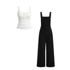 Damen lässiger Tank-Top und weit geschnittenen Latzhose Set R&B