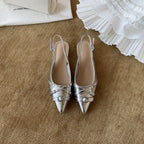Damen elegante Slingback-Pumps mit modischem Spitzen-Design und dekorativem Riemen R&B