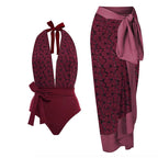 Damen eleganter Einteiler Badeanzug mit floralem Wickelrock R&B