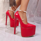 Damen Plateau Stiletto-Pumps mit feinem Perlenschmuck R&B