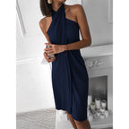 Damen Halterkleid mit elegantem Drapierungseffekt R&B