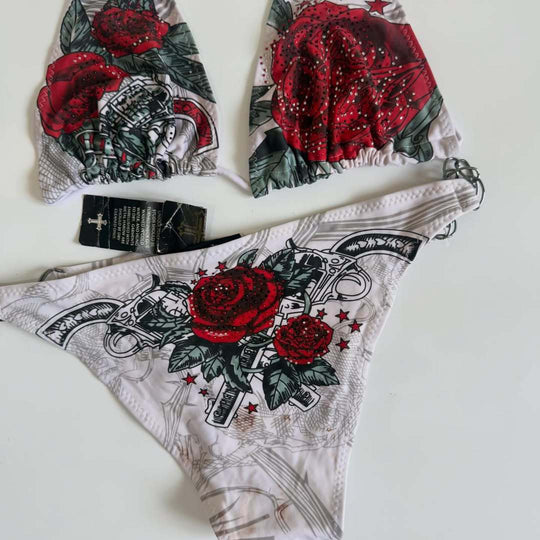 Damen Bikini-Set mit floralen Akzenten und Dekoration R&B