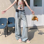 Damen Weite Denim-Jeans im lässigen Vintage-Stil mit modischen Rissen R&B