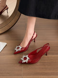 Damen Slingback-Pumps mit funkelndem Strass-Akzent R&B