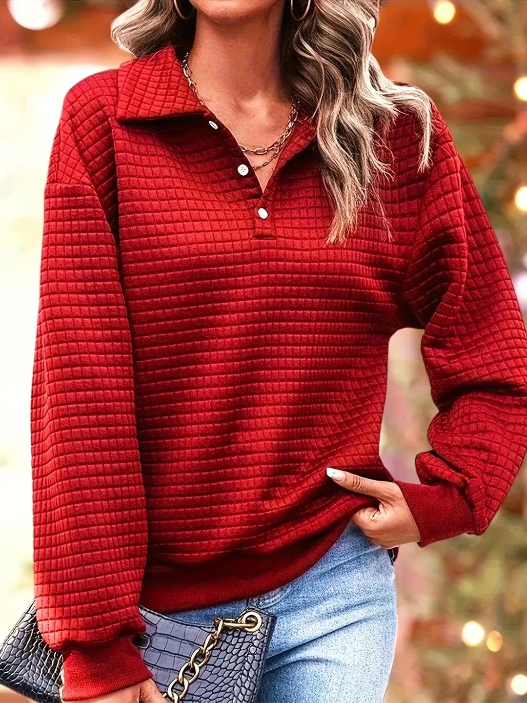 Damen Pollover mit strukturiertem Material und Kragen R&B