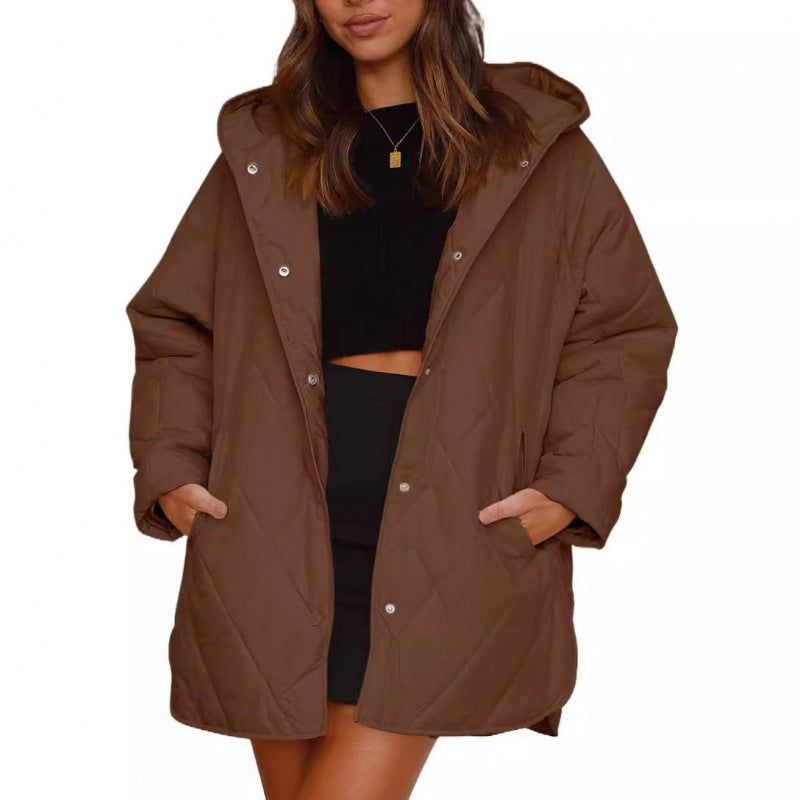 Damen warme Steppjacke mit Kapuze R&B