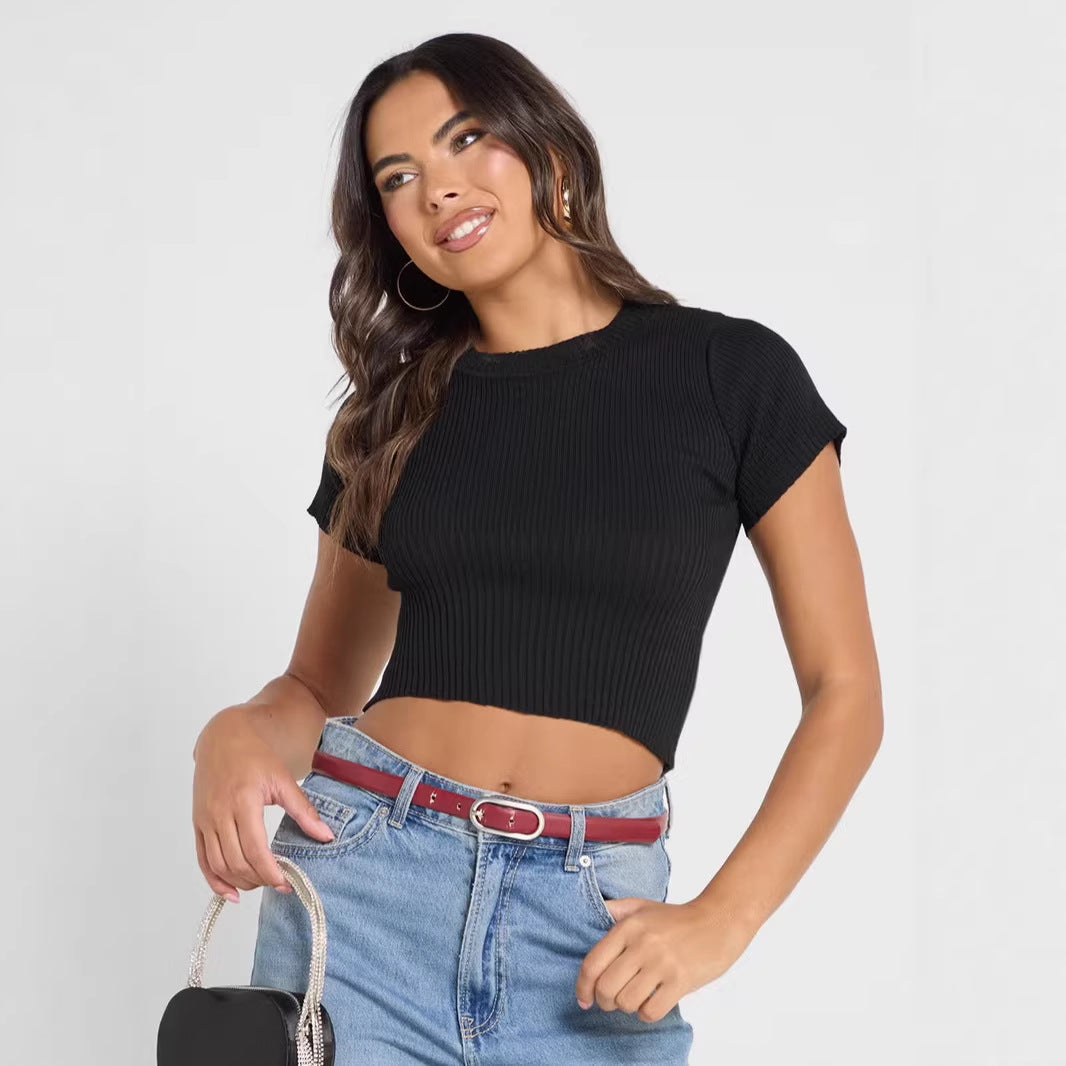 Damen kurzes Rippenoberteil mit enganliegendem Schnitt R&B