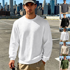 Herren nan strukturiertes Quadrat-Stepppullover mit Rundhals und elastischen Bündchen R&B