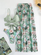 Damen Bikini-Set mit floralem Wickelrock und modischem Oberteil R&B