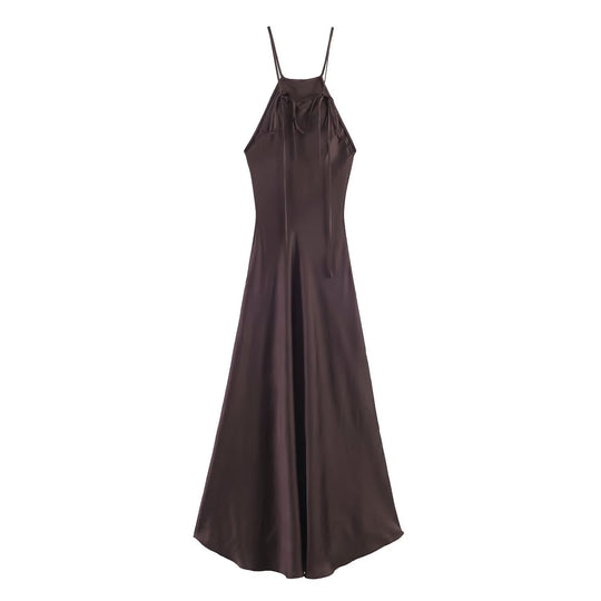 Damen Maxikleid mit elegantem Halterneck und schwingendem Saum R&B