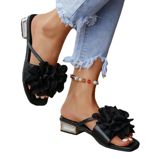 Damen elegante Sling-Sandalen mit floralen Akzenten und komfortablem Fußbett R&B