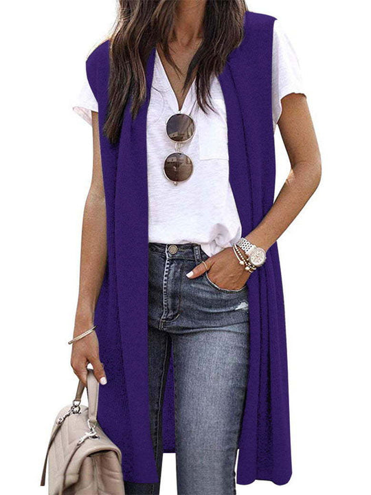 Damen Strickweste im lässigen Oversized-Design mit offenen Fronten und kurzer Ärmellänge R&B