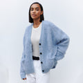 Damen Weicher Cardigan aus Mohair mit Knöpfen R&B