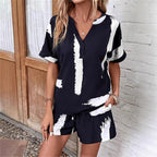 Damen geschnittener Sommer-Jumpsuit mit elegantem V-Ausschnitt und praktischen Taschen R&B