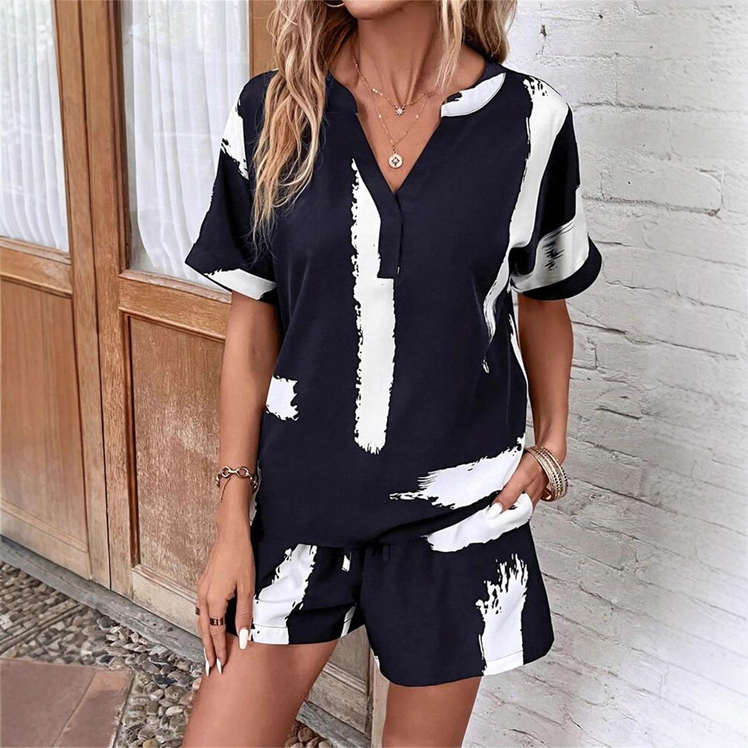Damen geschnittener Sommer-Jumpsuit mit elegantem V-Ausschnitt und praktischen Taschen R&B