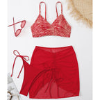 Damen Bikini-Set mit verstellbaren Trägern und transparentem Rock R&B