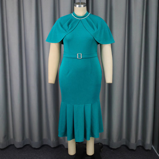 Damen elegantes Abendkleid mit schickem Cape und figurbetonter Silhouette R&B