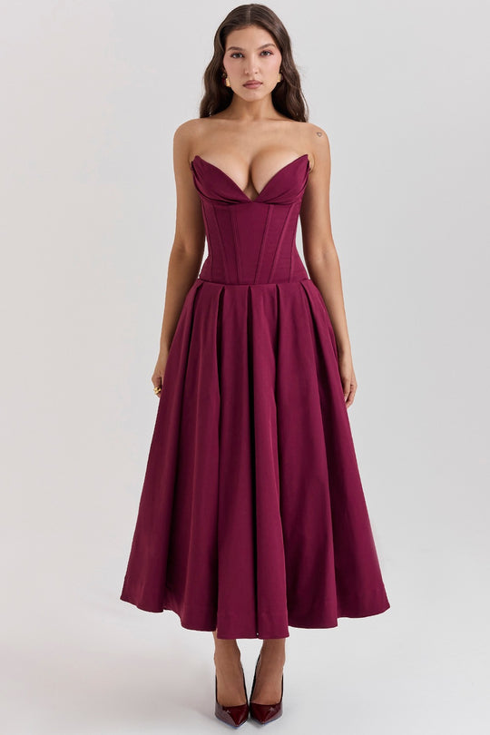 Damen A-Linien Abendkleid mit Korsett-Oberteil und schwingendem Rock R&B