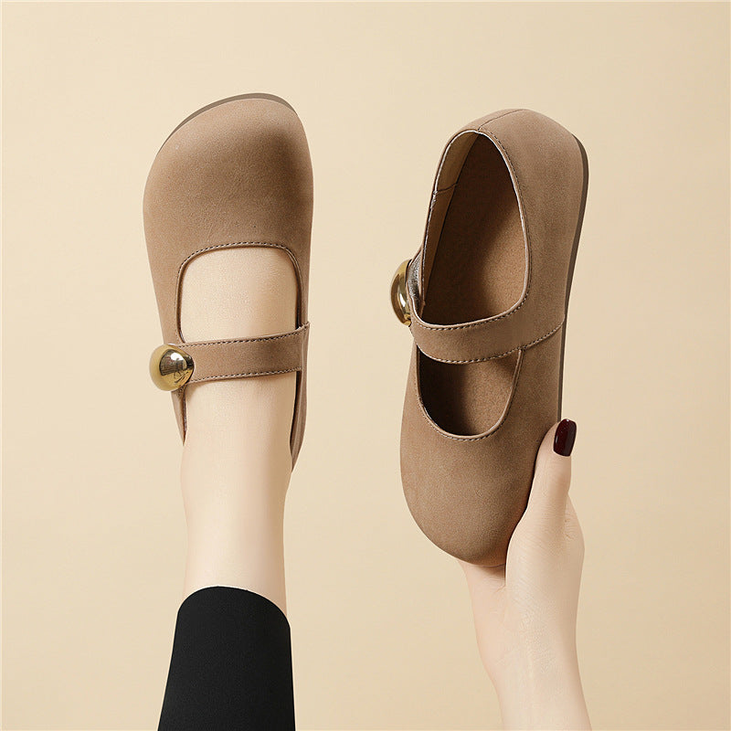 Damen elegante Ballerinas mit modischem Riemchen und zeitloser Schnalle R&B