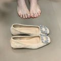 Damen elegante Ballerinas mit funkelndem Strass-Akzent und hochwertiger Oberflächenstruktur R&B
