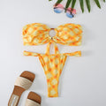 Damen Bandeau Bikini mit kreativem Raffungseffekt und verspieltem Design R&B
