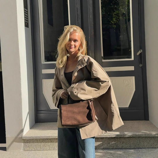 Damen lässige Oversized Jacke mit praktischen Taschen R&B