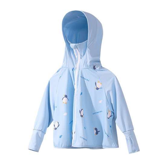 Unisex nan leichte UPF Sonnenschutz Kapuzenjacke für Kinder mit Daumenlöchern und planetarischem Druck R&B